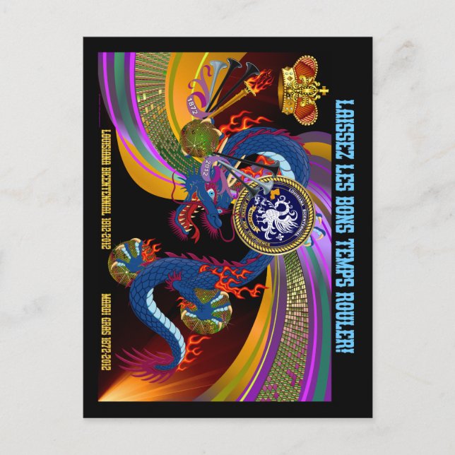 Carte Postale Louisiana Bicent. Mardi Gras double logo (Devant)
