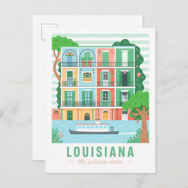 Carte Postale Louisiana le Pélican State USA Summer Travel (Devant / Derrière)