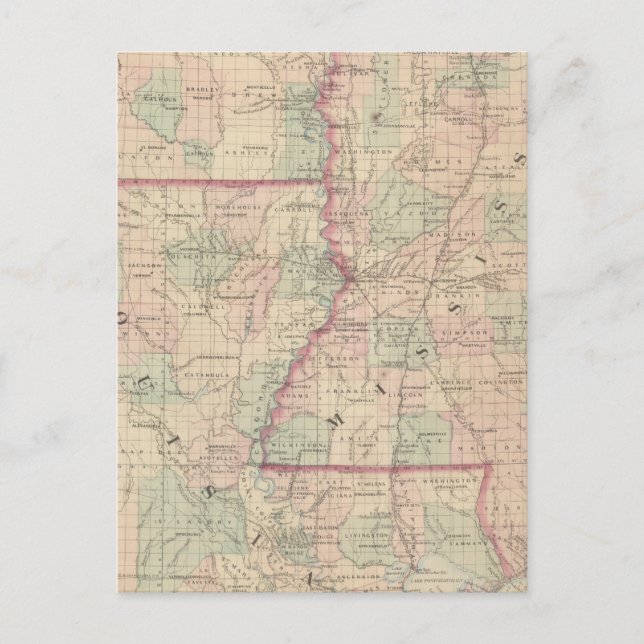 Carte Postale Louisiane et Mississippi (Devant)