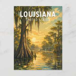 Carte Postale Louisiane Illustration Voyage Art Rétro