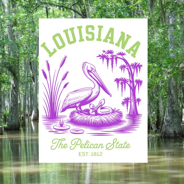 Carte Postale Louisiane L'État du Pélican Ét. 1812 Pélican  (Louisiana The Pelican State Est. 1812 Pelican Postcard
)