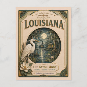Carte Postale Louisiane Papier découpé vintage Arcane Américain