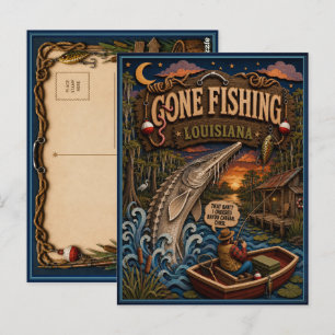Carte Postale Louisiane Parti Pêcher Esturgeon du Golfe