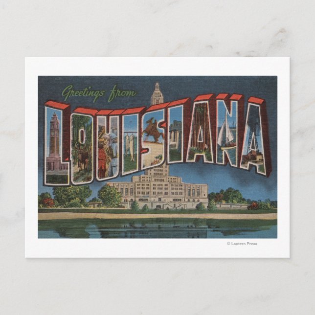 Carte Postale LouisianeGrandes lettres scènesLouisiane (Devant)