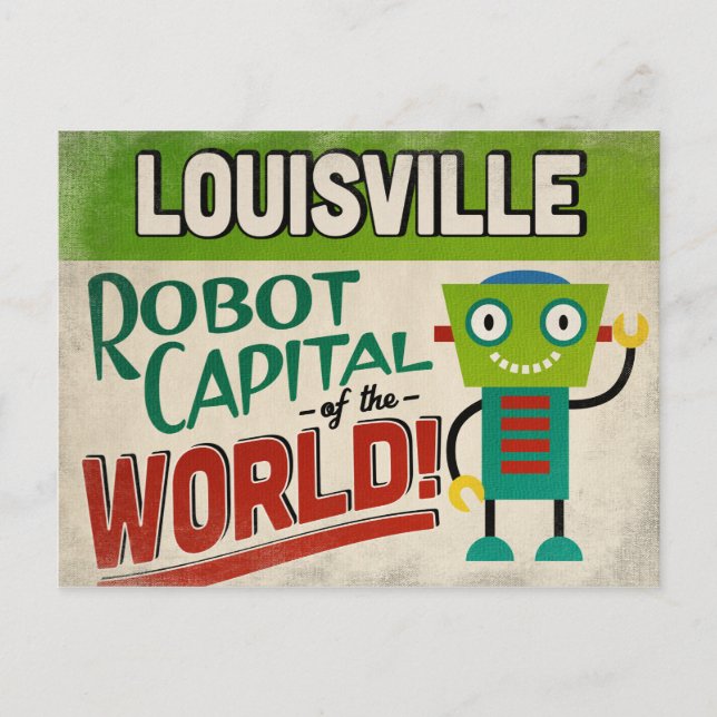 Carte Postale Louisville Kentucky Robot - Vintage amusant (Devant)