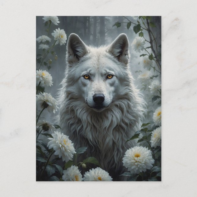 Carte Postale Loup Blanc (Devant)