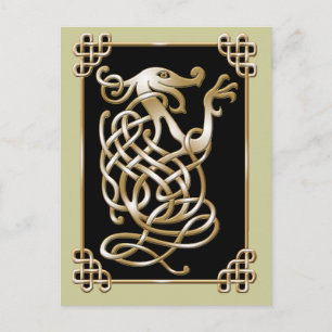 Carte Postale Loup celtique - Arrière - plan noir