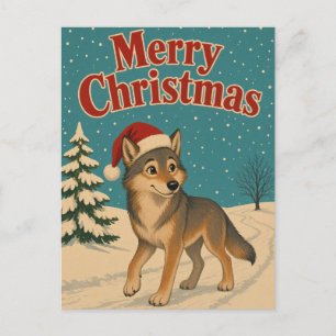 Carte Postale Loup Chemin d'Hiver Animal Noël