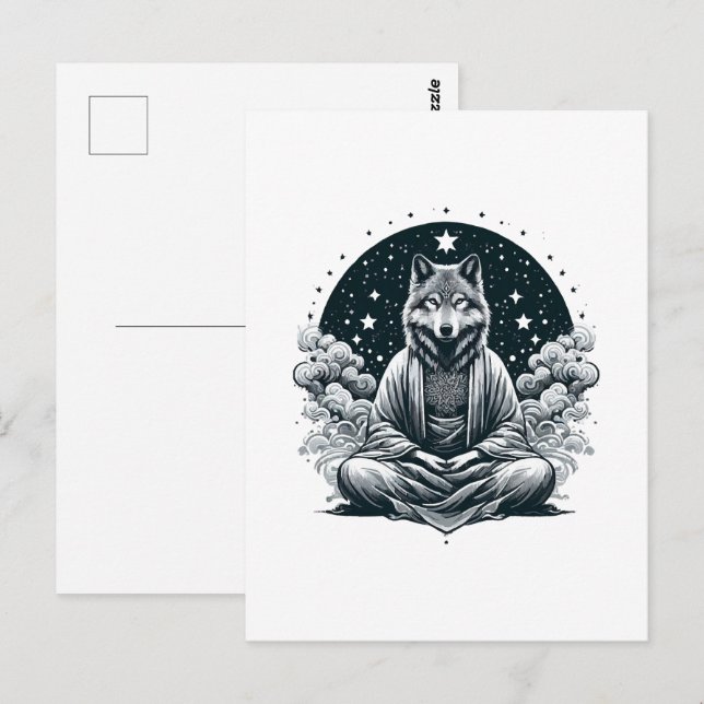 Carte Postale Loup conscient (Devant / Derrière)