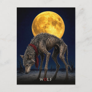 Carte Postale Loup Cravate surréaliste gothique