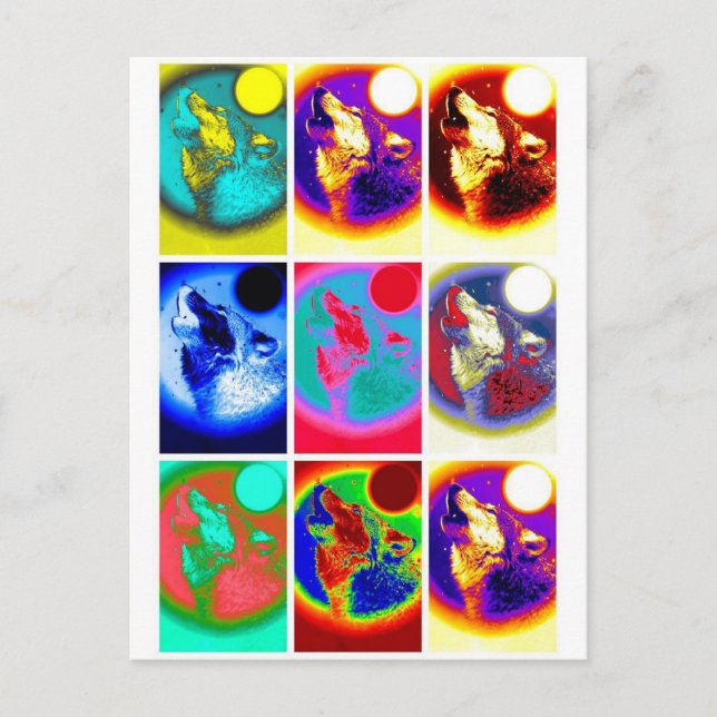 Carte Postale Loup d'art pop (Devant)