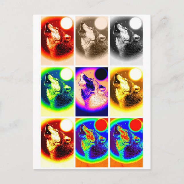 Carte Postale Loup d'art pop (Devant)