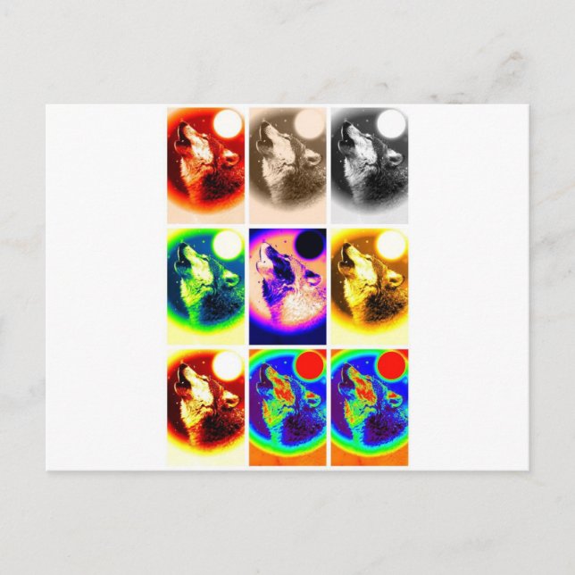 Carte Postale Loup d'art pop (Devant)