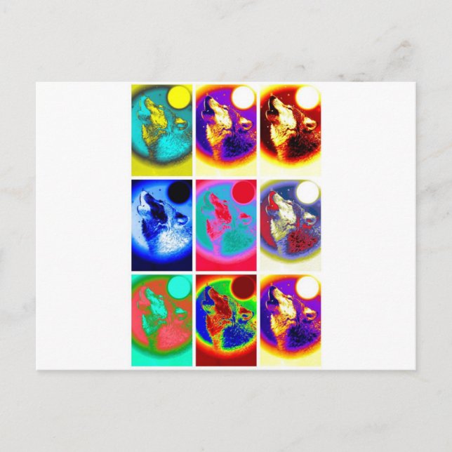 Carte Postale Loup d'art pop (Devant)