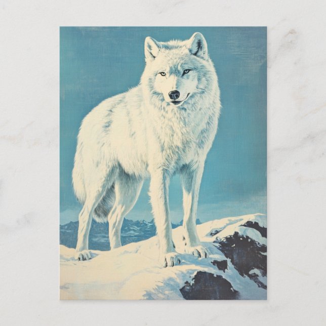 Carte Postale Loup de l'Arctique vintage (Devant)