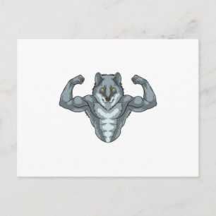 Carte Postale Loup en culturiste avec de gros muscles