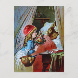 Carte Postale Loup en grand-mère