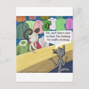 Carte Postale Loup en vêtements de loup drôle