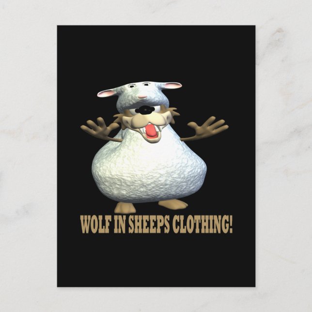 Carte Postale Loup En Vêtements De Moutons (Devant)