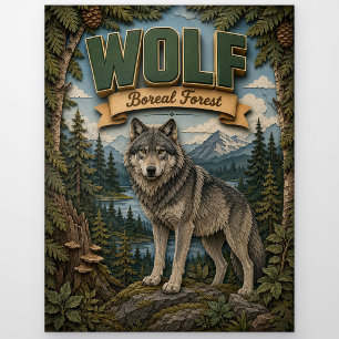 Carte Postale Loup Forêt Boréale POPCUT