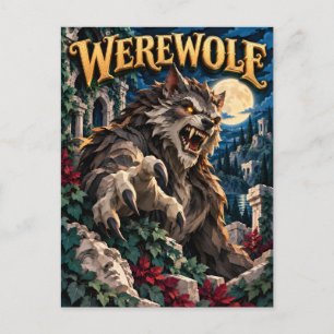 Carte Postale Loup-garou, Monstre de Papier Découpé