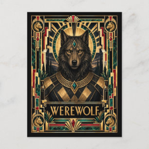 Carte Postale Loup-garou, mythe Art déco