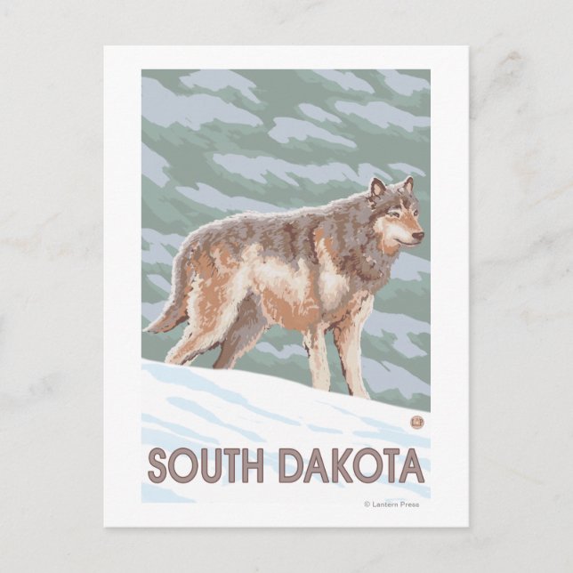 Carte Postale Loup gris debout Dakota du Sud (Devant)