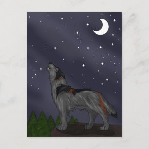 Carte Postale Loup hurlant (gris)