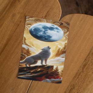 Carte Postale Loup hurlant sous la lune
