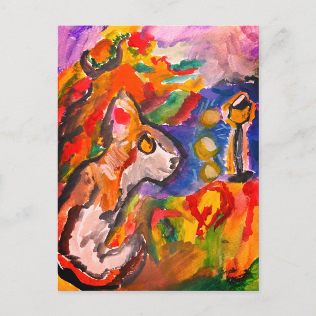 Carte Postale Loup la nuit (Devant)