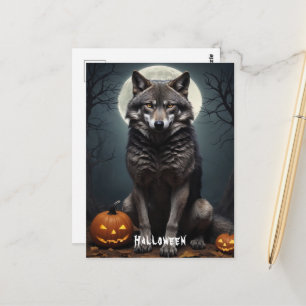 Carte Postale Loup mystérieux avec l'art d'Halloween de citrouil