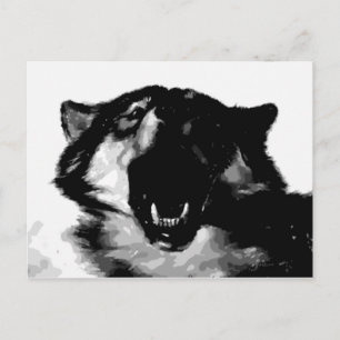 Carte Postale Loup noir et blanc