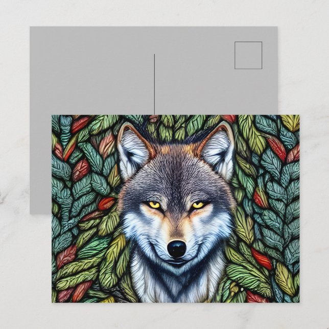 Carte Postale Loup prédateur de bois sauvage (Devant / Derrière)
