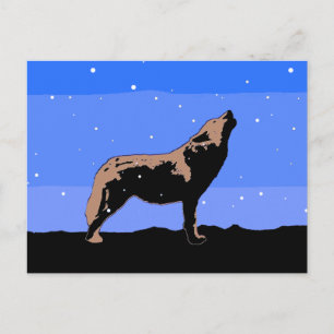 Carte Postale Loup qui hurle en hiver - Art original de la faune