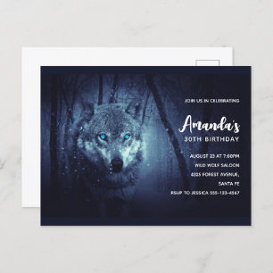 Carte Postale Loup sauvage avec de beaux yeux bleus Anniversaire