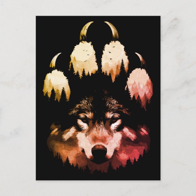 Carte Postale Loup Solitaire. Âme Sauvage (Devant)