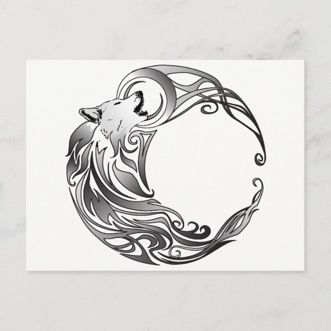 Carte Postale Loup tribal - Ombragé (Devant)