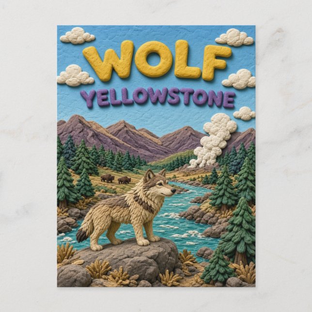 Carte Postale Loup Vallée de Yellowstone Moderne KlayKoo (Devant)