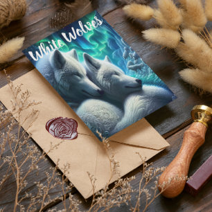 Carte Postale Loups Blancs Majestueux au Repos