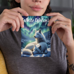 Carte Postale Loups blancs majestueux en neige