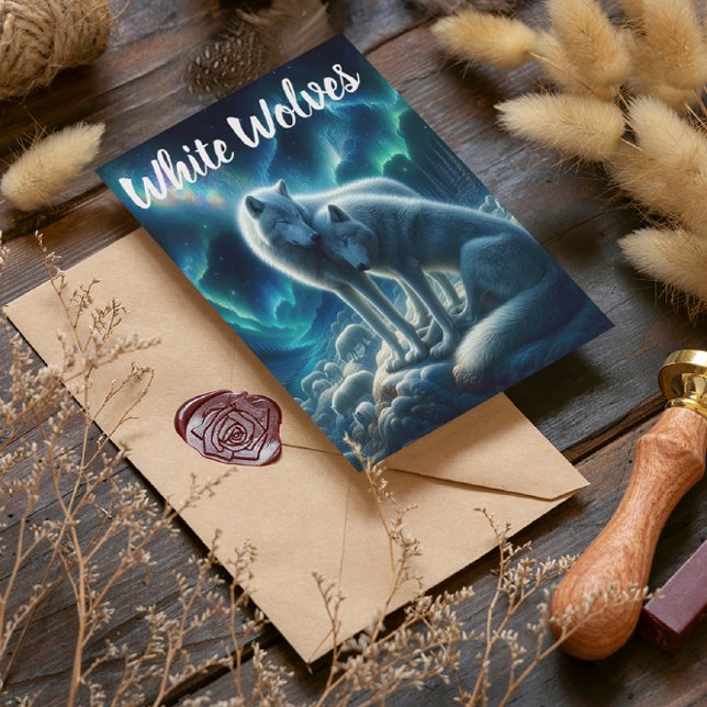 Carte Postale Loups blancs majestueux se reposant (Créateur téléchargé)