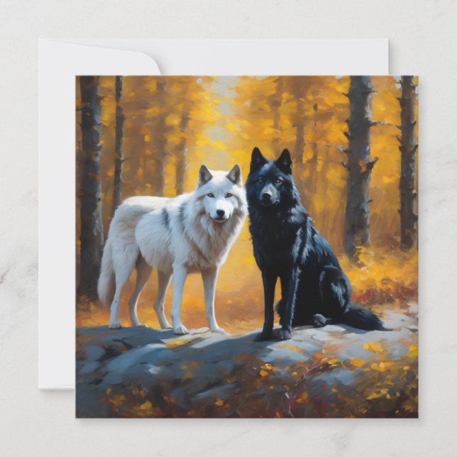 Carte postale Loups blancs noirs (Devant)