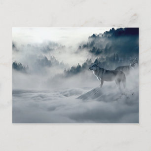 Carte Postale Loups dans le paysage hivernal de neige