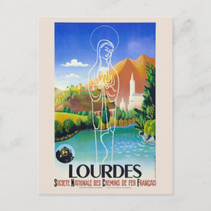 Carte Postale Lourdes France Poster vintage 1939