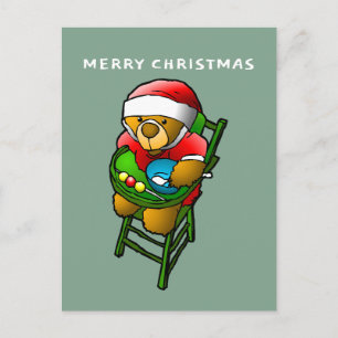 Carte Postale L'ours en peluche de Noël