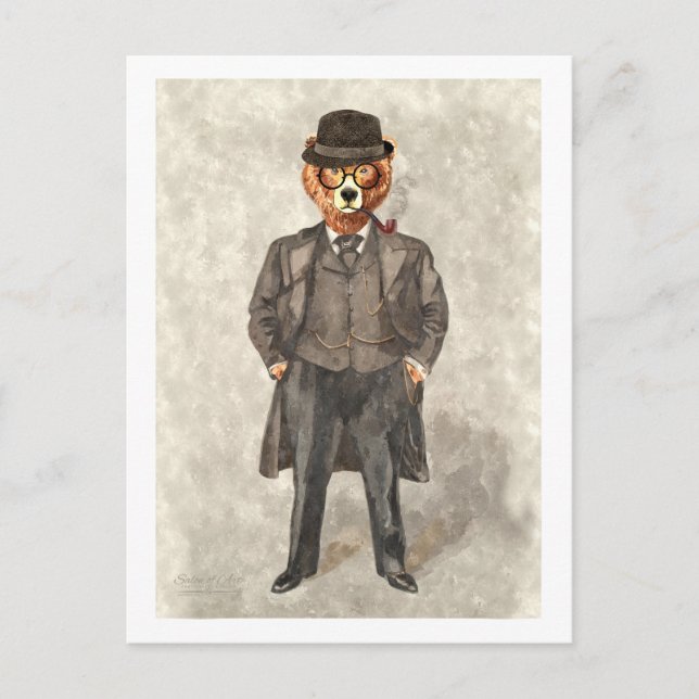 Carte Postale L'OURSister une ours drôle en costume (Devant)