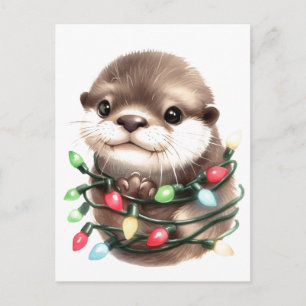 Carte Postale Loutre de Noël adorable 