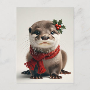 Carte Postale Loutre de Noël adorable 