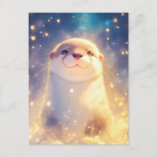 Carte Postale Loutre Étoilée Magique Nuit Brillante