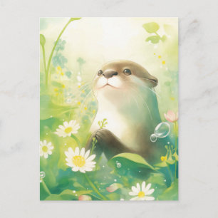 Carte Postale Loutre Fantaisiste dans la Prairie de Marguerites 